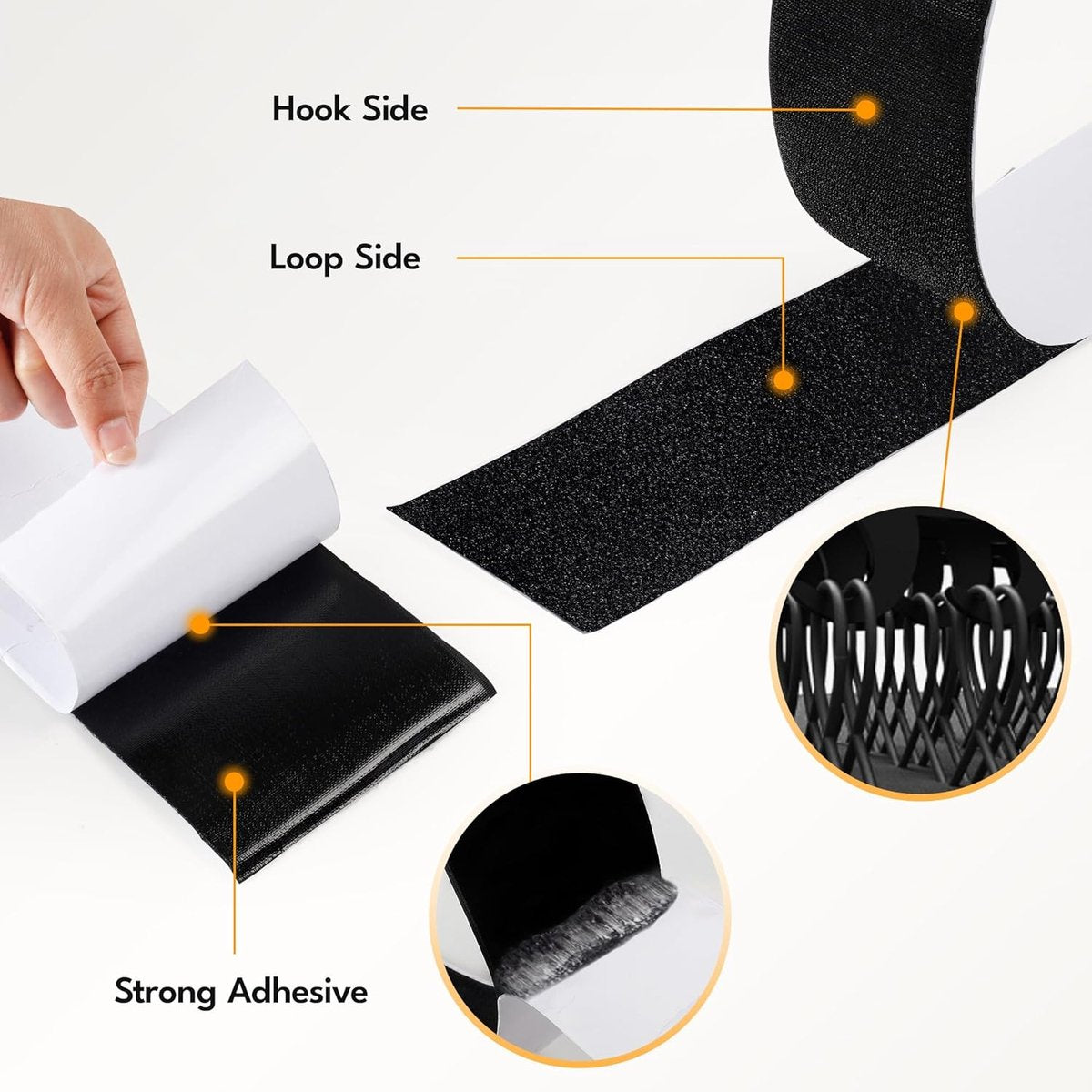 Self-adhesive hook and loop tape 5 meters - hook and loop tape - Black - Strong double-sided self-adhesive V1188-NK-BOL-60