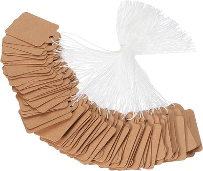 300 pcs - Price tags - Price tags Hang Tags with String - 15 x 25 mm - Hangtag - Tags - Brown - Kraft V1188-NK-BOL-603