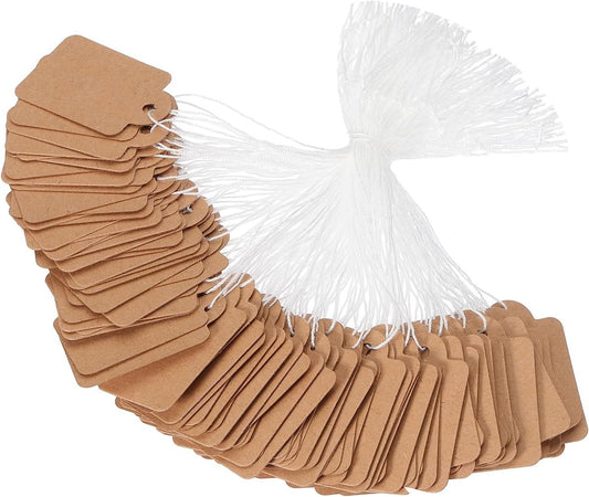300 pcs - Price tags - Price tags Hang Tags with String - 15 x 25 mm - Hangtag - Tags - Brown - Kraft V1188-NK-BOL-603