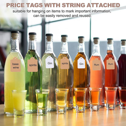 300 pcs - Price tags - Price tags Hang Tags with String - 15 x 25 mm - Hangtag - Tags - Brown - Kraft V1188-NK-BOL-603