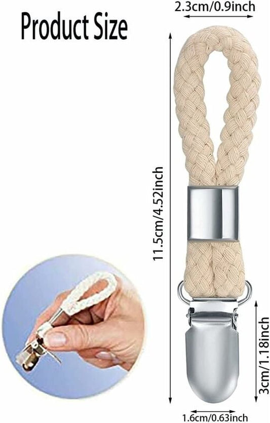 Towel hooks - 10 pieces - Tea towel hooks - Towel clips - Iron and cotton rope - beige and silver - V1188-NK-BOL-606