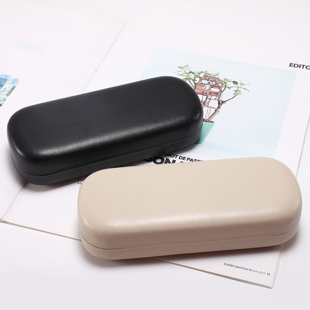 Glasses case - glasses case for men and women - sturdy case - sunglasses case - black - PU - 160*64*36mm V1188-NK-BOL-607