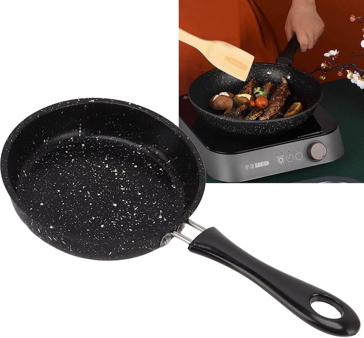 Frying pan - 12cm - Skillet - iron - black - even conduction - Non-stick - Ergonomic handle - for various V1188-NK-BOL-615