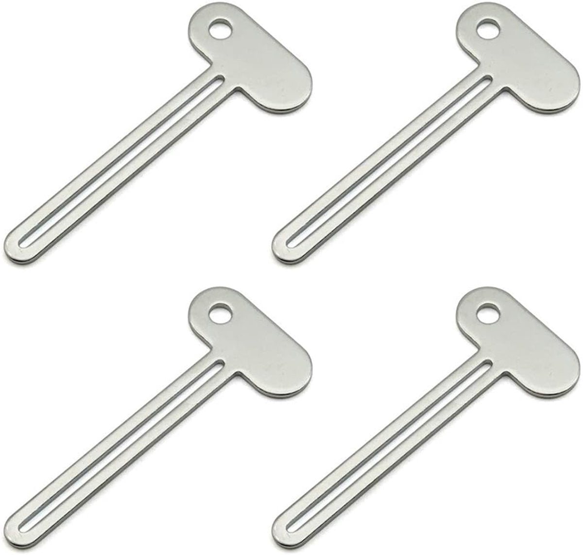 Toothpaste Squeezer - 4 pieces - Tube Squeezer - Stainless steel - silver - key-shaped - Environmentally V1188-NK-BOL-617