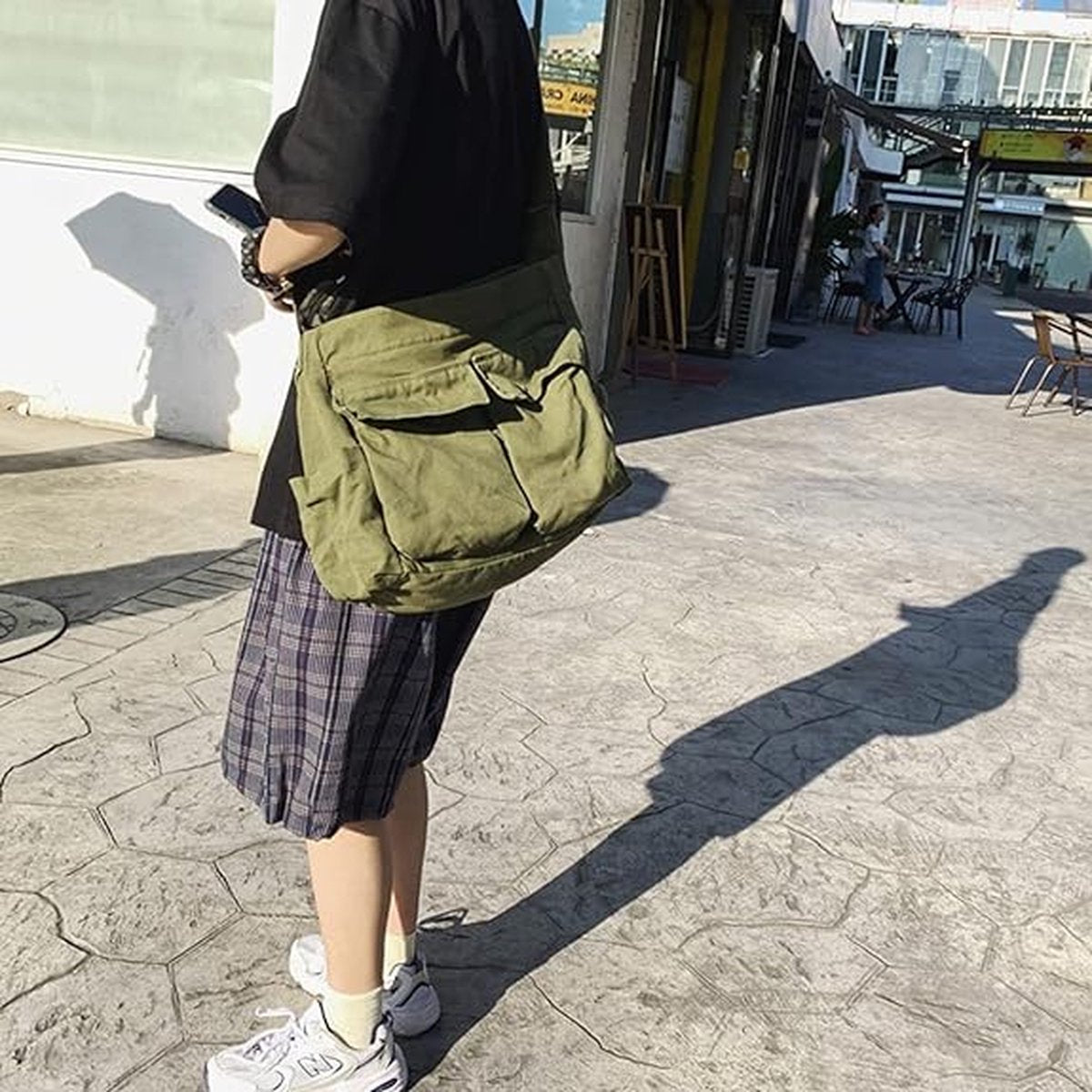 Canvas Shoulder Bag - Unisex Shoulder Bag - Shoulder Bag - Messenger Bag - Vintage - Green - 34*15*40cm - V1188-NK-BOL-62