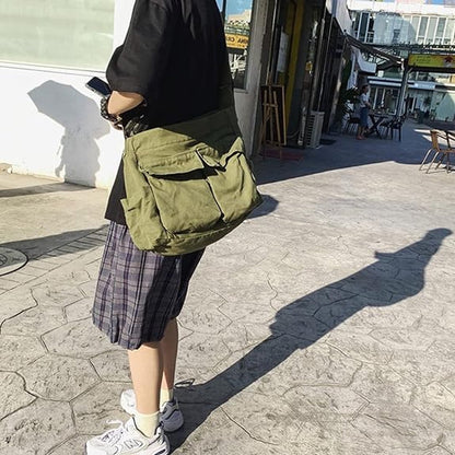 Canvas Shoulder Bag - Unisex Shoulder Bag - Shoulder Bag - Messenger Bag - Vintage - Green - 34*15*40cm - V1188-NK-BOL-62
