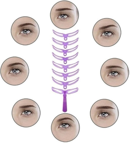 8 pieces - 8in1 Eyebrow stencil - eyebrow template - eyebrow stamp - make-up aid - purple - plastic - V1188-NK-BOL-620