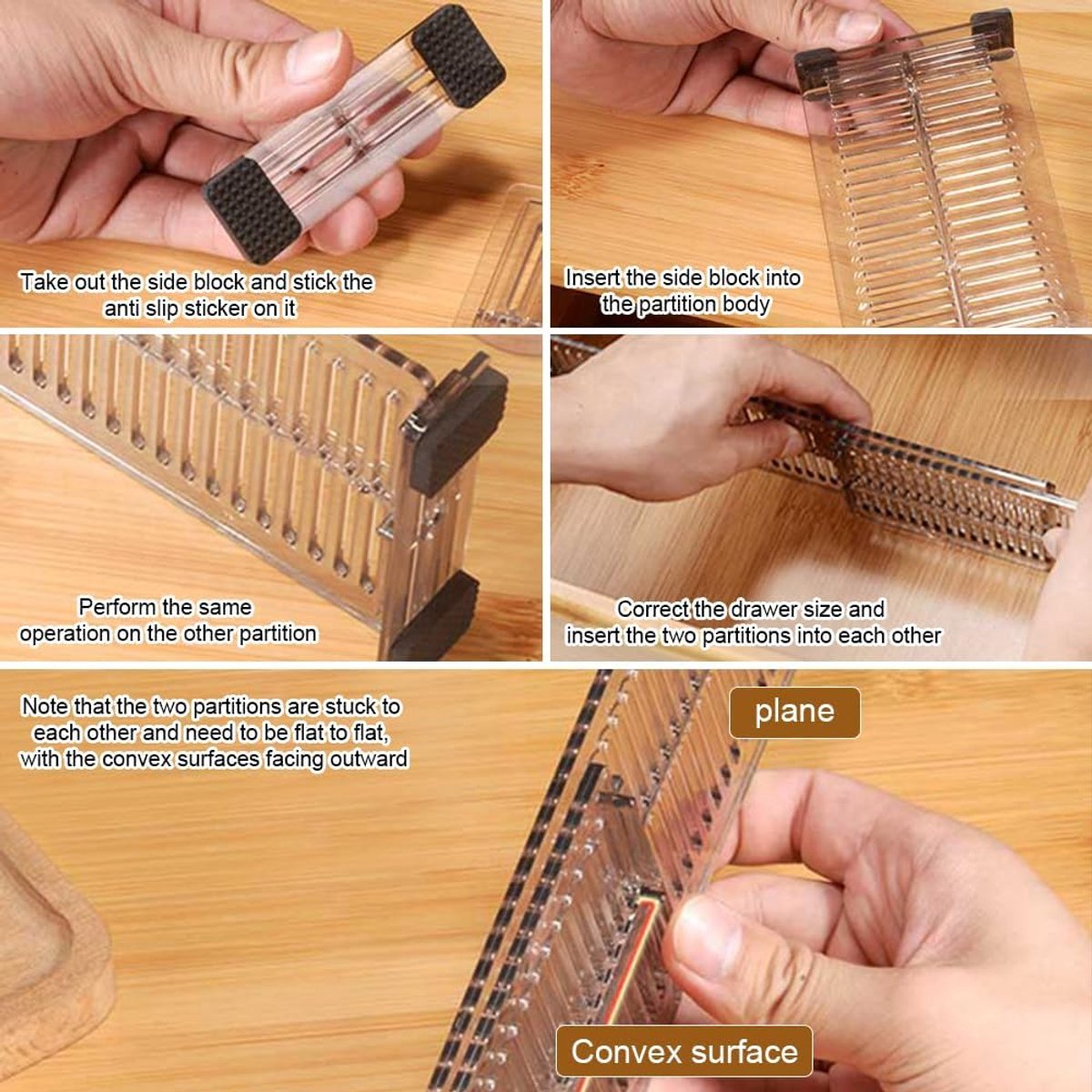 Drawer divider - 4 pieces - Drawer divider - Drawer organizer - Adjustable/extendable (27.5-51 cm) - For V1188-NK-BOL-622