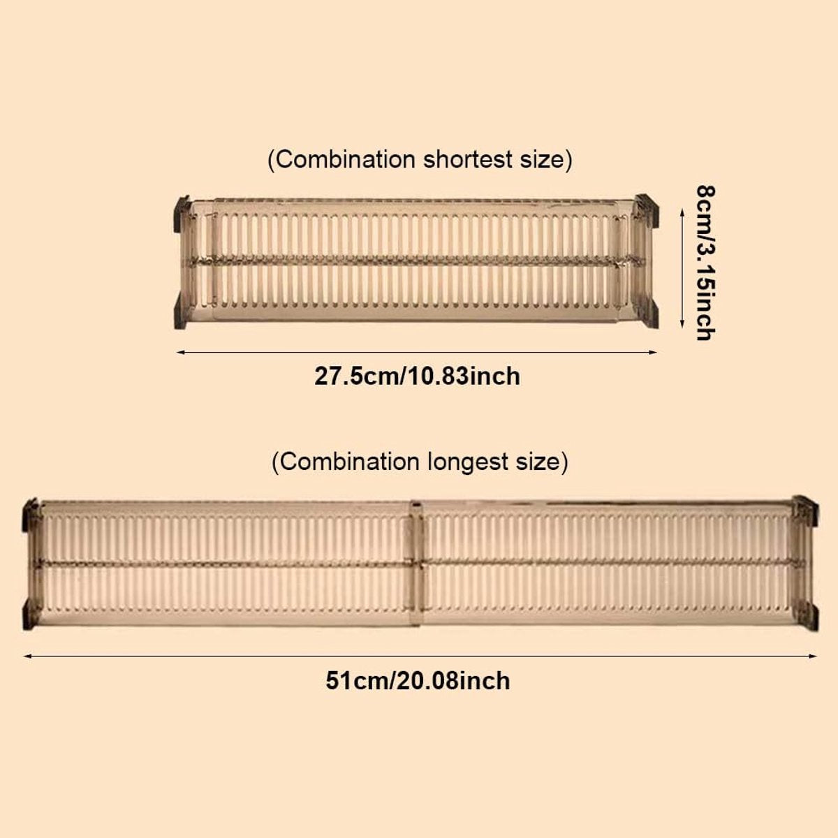 Drawer divider - 4 pieces - Drawer divider - Drawer organizer - Adjustable/extendable (27.5-51 cm) - For V1188-NK-BOL-622