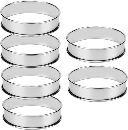 Dessert tin set - 6 pieces - stainless steel - diameter 10 cm - Cake rings - Sparkling - Round dessert ring V1188-NK-BOL-623
