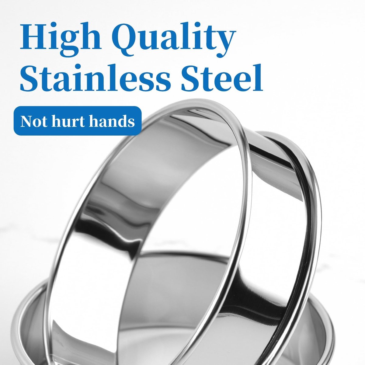 Dessert tin set - 6 pieces - stainless steel - diameter 10 cm - Cake rings - Sparkling - Round dessert ring V1188-NK-BOL-623