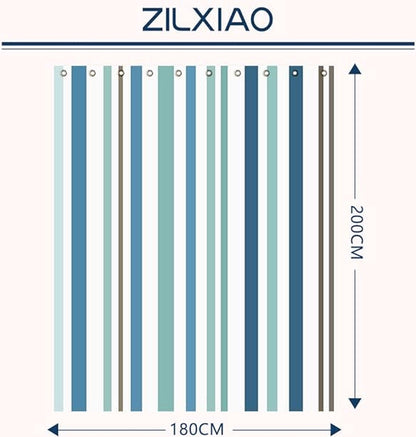 Shower curtain - 180 x 200 cm - romantic stripes - polyester - color - with hooks - Anti-mold - Waterproof - V1188-NK-BOL-628
