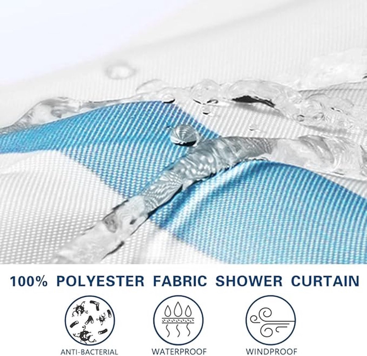 Shower curtain - 180 x 200 cm - romantic stripes - polyester - color - with hooks - Anti-mold - Waterproof - V1188-NK-BOL-628