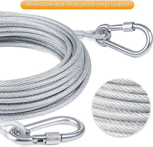 Dog leash cable - 5mm * 3m - stainless steel - silver - dog chains - with double fastening stainless steel V1188-NK-BOL-635