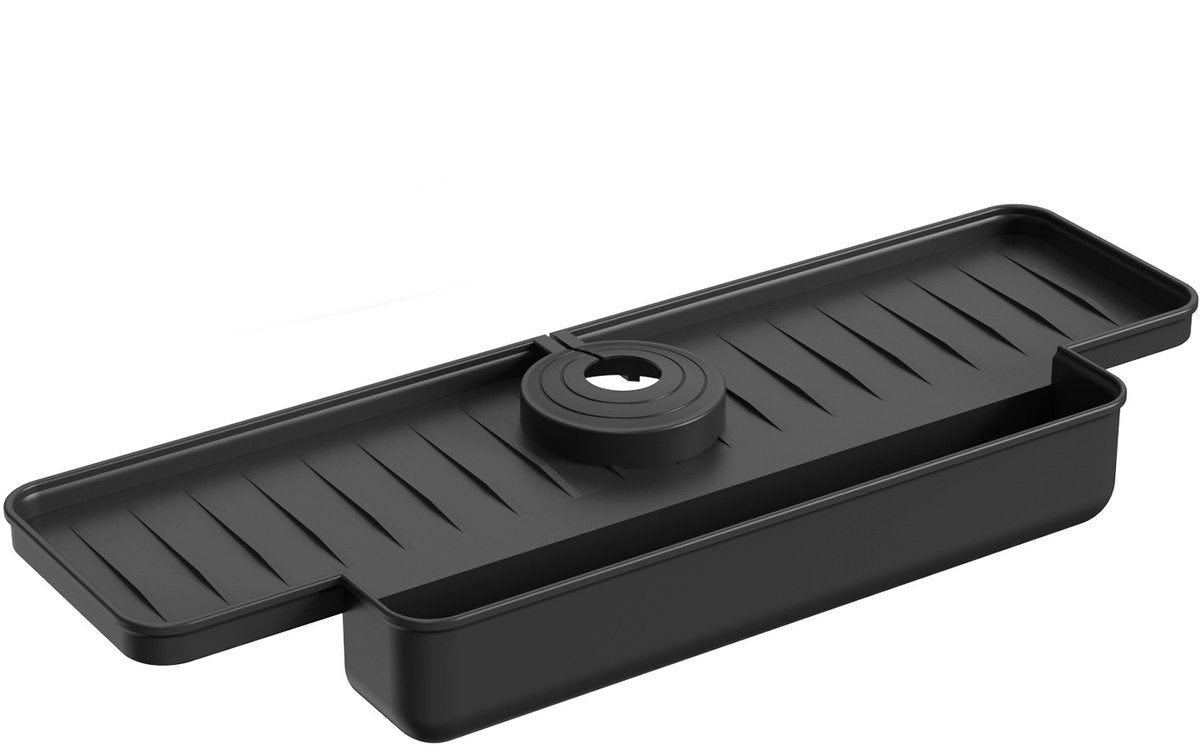 Silicone tap mat with sponge holder - tap drain mat - sink organizer - drain mat - BLACK - For kitchen, V1188-NK-BOL-638