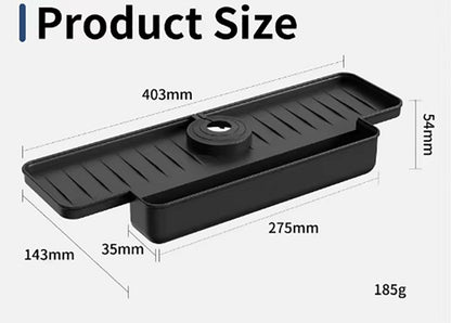 Silicone tap mat with sponge holder - tap drain mat - sink organizer - drain mat - BLACK - For kitchen, V1188-NK-BOL-638