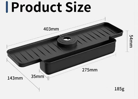 Silicone tap mat with sponge holder - tap drain mat - sink organizer - drain mat - BLACK - For kitchen, V1188-NK-BOL-638