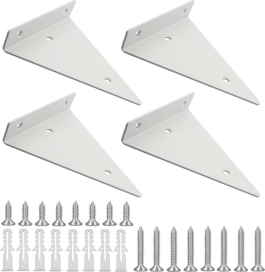 Wall shelf brackets - 4 pieces - shelf brackets - brackets - iron - white - 140 x 130 x 27 mm - V1188-NK-BOL-641