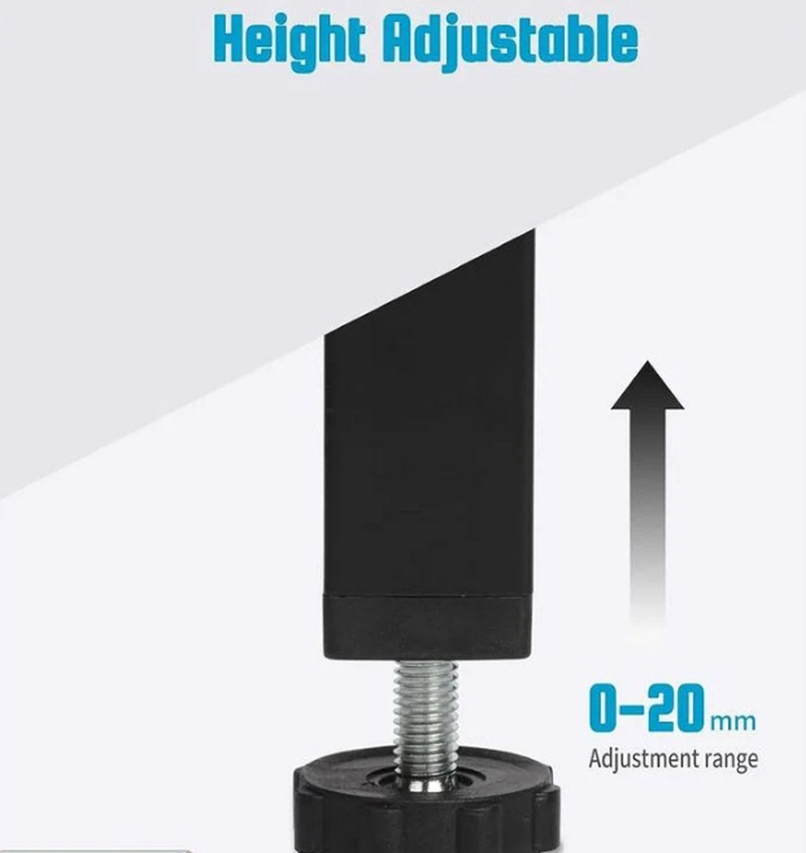 Bed frame support leg - 4 pieces - 35 cm (+2 cm) adjustable - black - cold-rolled iron - furniture support V1188-NK-BOL-643