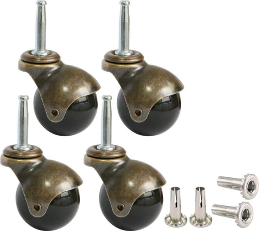 Set of 4 Furniture castors - transport castors - 50mm - Swivel castor - 30kg Load capacity - Height 64mm V1188-NK-BOL-647