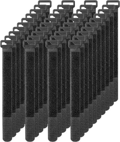 Cable organizer - 40 pieces - 200 x 2 mm - Black - Nylon - Velcro - Cable ties - Tie-wraps - Cable management V1188-NK-BOL-656