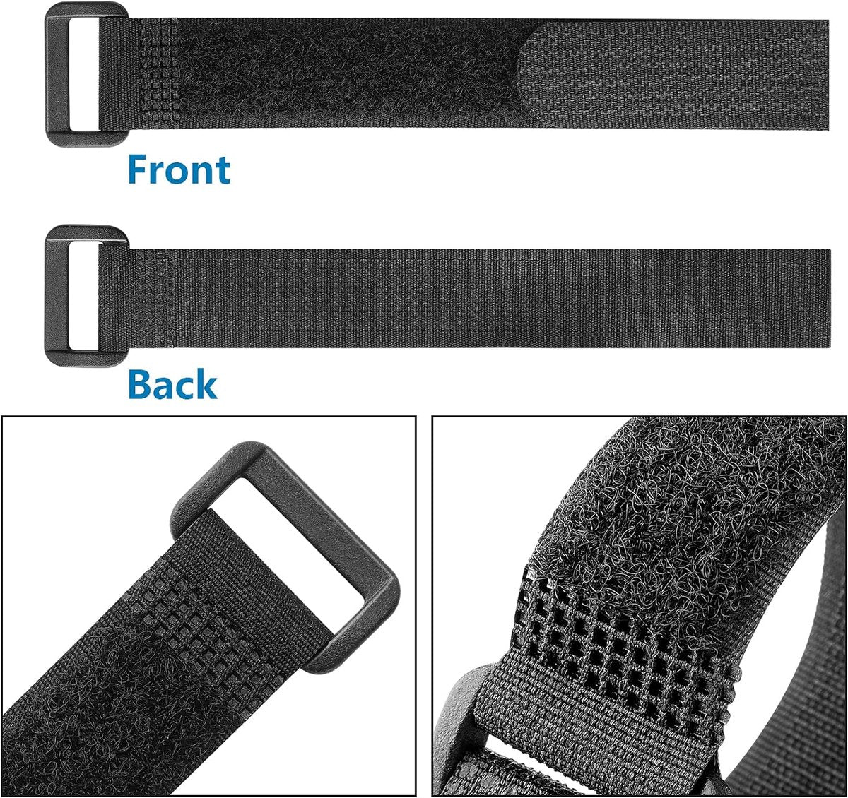 Cable organizer - 40 pieces - 200 x 2 mm - Black - Nylon - Velcro - Cable ties - Tie-wraps - Cable management V1188-NK-BOL-656