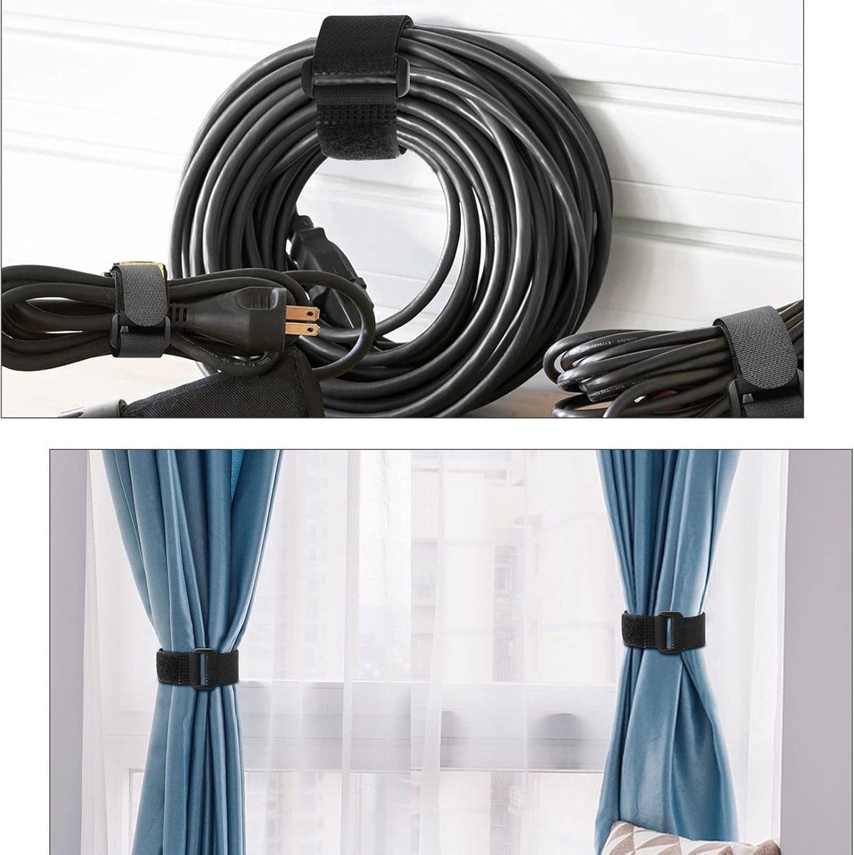 Cable organizer - 40 pieces - 200 x 2 mm - Black - Nylon - Velcro - Cable ties - Tie-wraps - Cable management V1188-NK-BOL-656