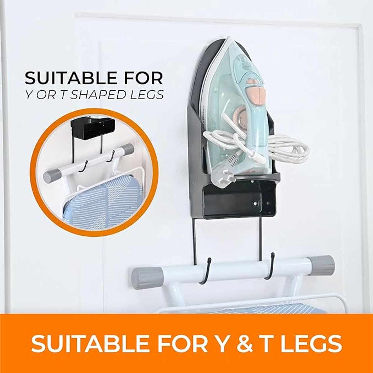 Ironing board holder - Hanging system for your ironing board AND iron - simple ironing board holder - black - V1188-NK-BOL-662