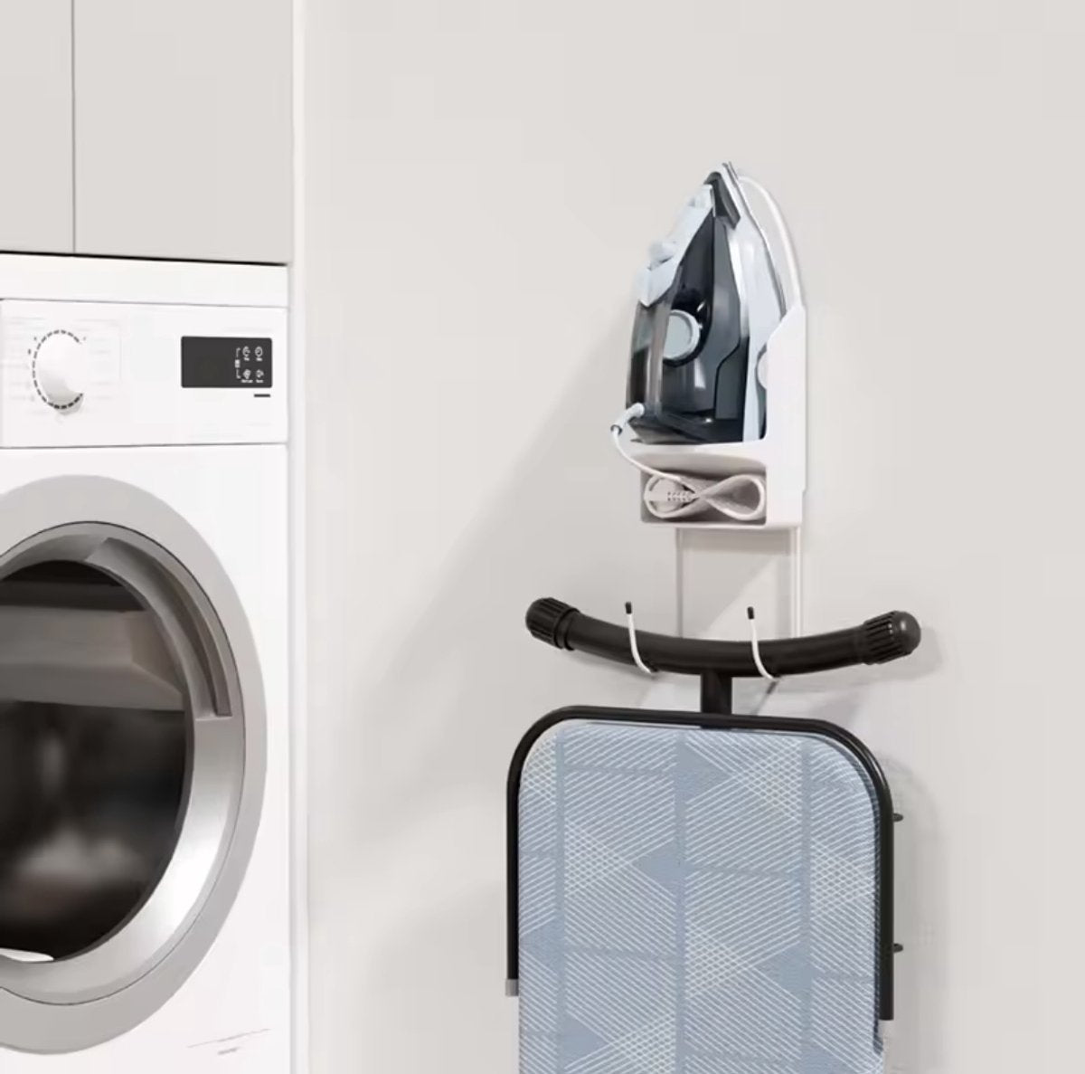 Ironing board holder - Hanging system for your ironing board AND iron - simple ironing board holder - white - V1188-NK-BOL-663