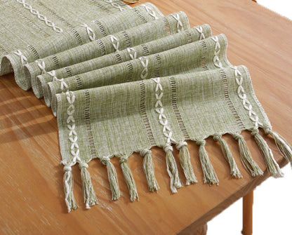 Table Runner - Bohemian Style Table Runner - 33 x 120cm - Green - Polyester - Rustic Farmhouse Style Table V1188-NK-BOL-68
