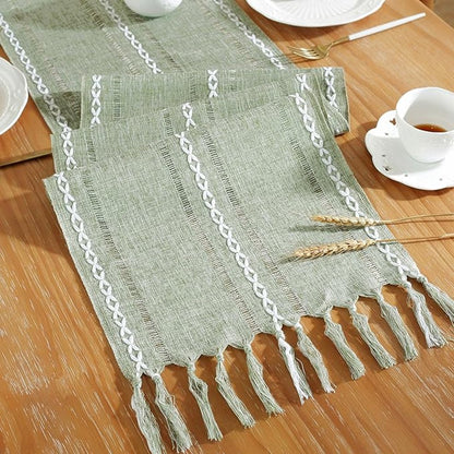 Table Runner - Bohemian Style Table Runner - 33 x 120cm - Green - Polyester - Rustic Farmhouse Style Table V1188-NK-BOL-68
