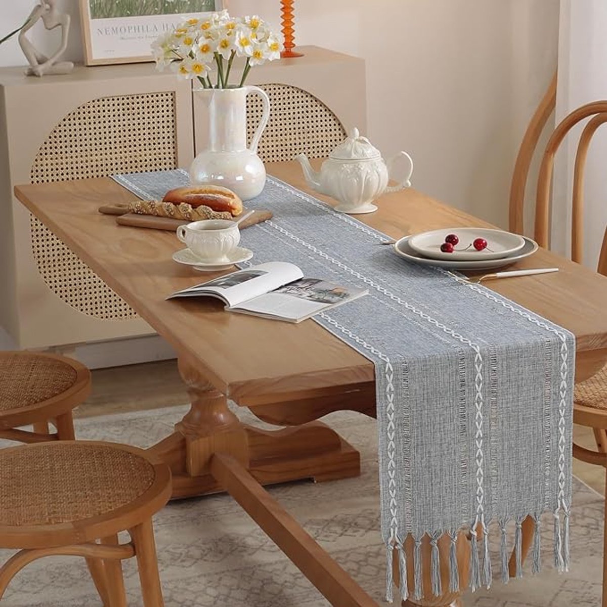 Table Runner - Bohemian Style Table Runner - 33 x 120cm - Blue - Polyester - Rustic Farmhouse Style Table V1188-NK-BOL-69