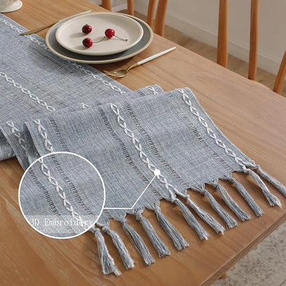 Table Runner - Bohemian Style Table Runner - 33 x 120cm - Blue - Polyester - Rustic Farmhouse Style Table V1188-NK-BOL-69