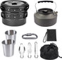 Cookware - 9-piece - for camping, outdoor, hiking, picnic, BBQ, foldable camping pans - safe and BPA - V1188-NK-BOL-73