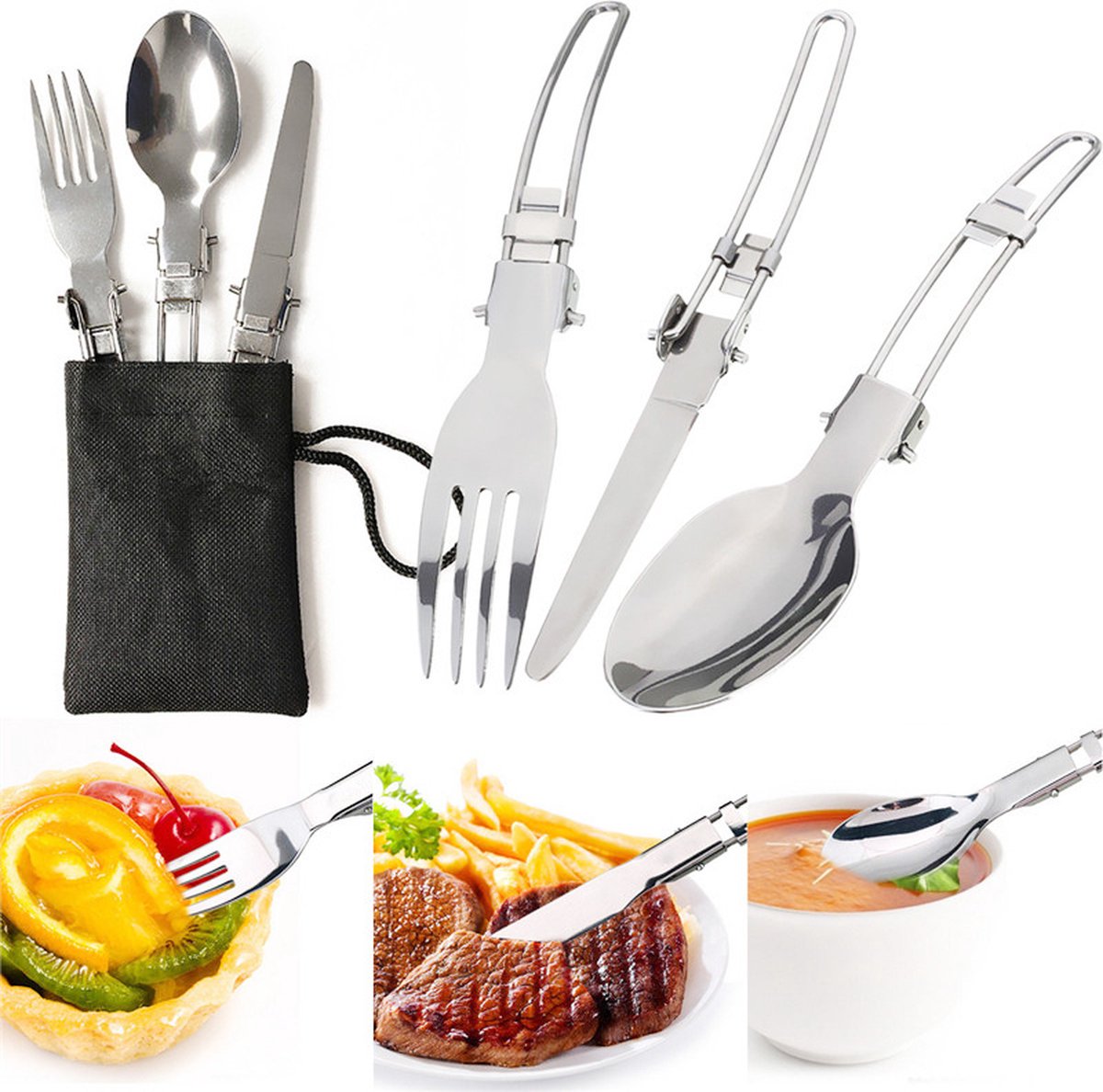 Cookware - 9-piece - for camping, outdoor, hiking, picnic, BBQ, foldable camping pans - safe and BPA - V1188-NK-BOL-73
