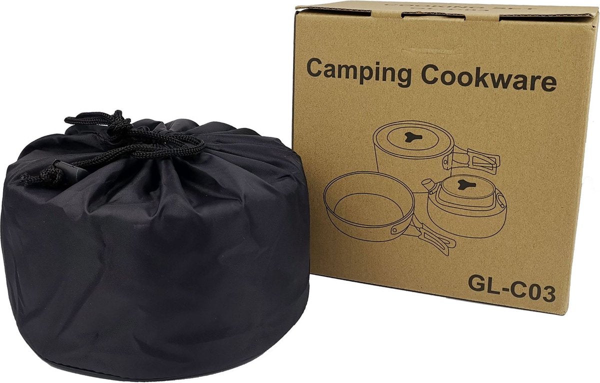 Cookware - 9-piece - for camping, outdoor, hiking, picnic, BBQ, foldable camping pans - safe and BPA - V1188-NK-BOL-73