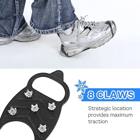 1 pair - Anti-slip spikes for under shoes - Size 41-46 - anti-slip gripper spikes claw - Snow shoes - black - V1188-NK-BOL-76