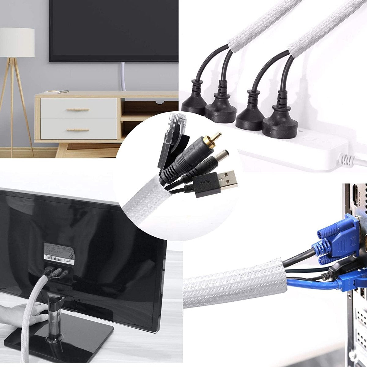 Cable Sleeve - 2m - Diameter 19MM - Cable Management - Braided Cable Sheathing - Cable Protector - V1188-NK-BOL-78