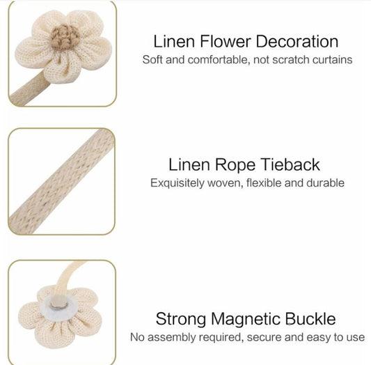 Curtain Holder - 2 Pieces - Curtain Tie Back - Curtain Tie Rope - Magnetic Curtain Cord - Beige - 40 cm V1188-NK-BOL-79
