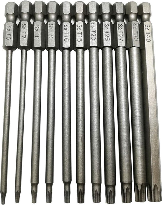 11 pieces - Screwdriver bits - Screwdriver bit set - Long Torx screwdriver set - Hollow Torx bit set - S2 V1188-NK-BOL-82