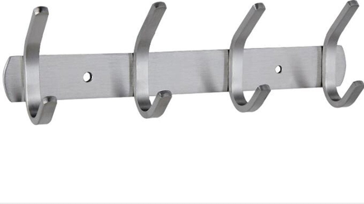 Wardrobe hooks - 4 hooks Stainless steel - Hook strip - Clothes hooks - For wall, wardrobe rail, wall V1188-NK-BOL-87