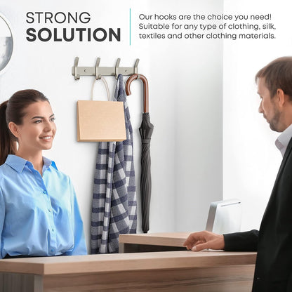 Wardrobe hooks - 4 hooks Stainless steel - Hook strip - Clothes hooks - For wall, wardrobe rail, wall V1188-NK-BOL-87
