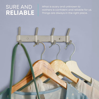 Wardrobe hooks - 4 hooks Stainless steel - Hook strip - Clothes hooks - For wall, wardrobe rail, wall V1188-NK-BOL-87