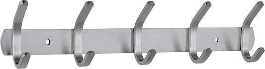 Wardrobe hooks - 5 hooks Stainless steel - Hook strip - Clothes hooks - For wall, wardrobe rail, wall V1188-NK-BOL-88