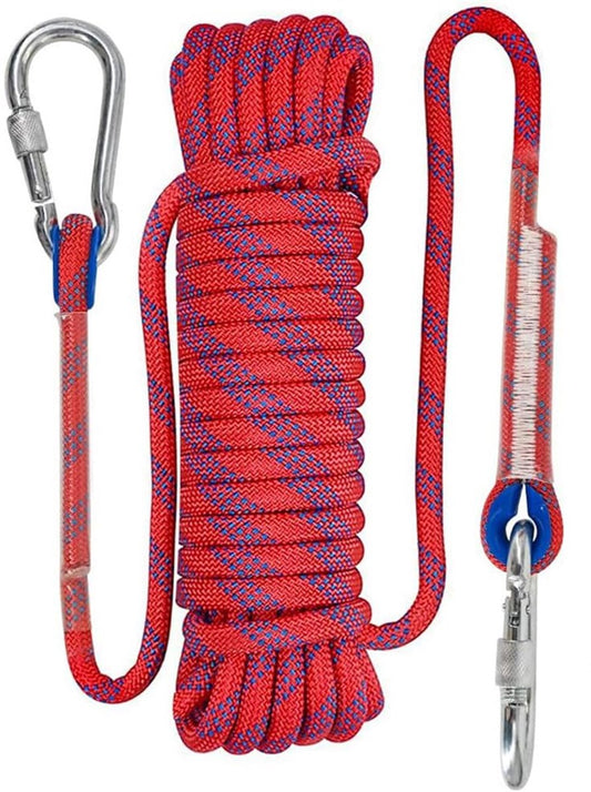 Rope - 10 Meters - 10mm Thickness - Includes Carabiner - Sturdy Climbing Rope for Magnet Fishing - Red - V1188-NK-BOL-91