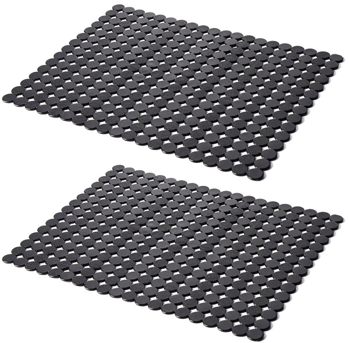 Sink mat - 2 pieces - 30x40cm - Sink insert - Rectangular - Dot design - Sink protection - Black - PVC - Sink V1188-NK-BOL-92