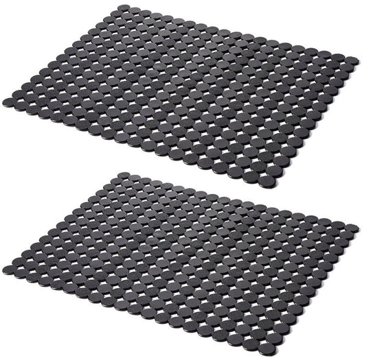 Sink mat - 2 pieces - 30x40cm - Sink insert - Rectangular - Dot design - Sink protection - Black - PVC - Sink V1188-NK-BOL-92