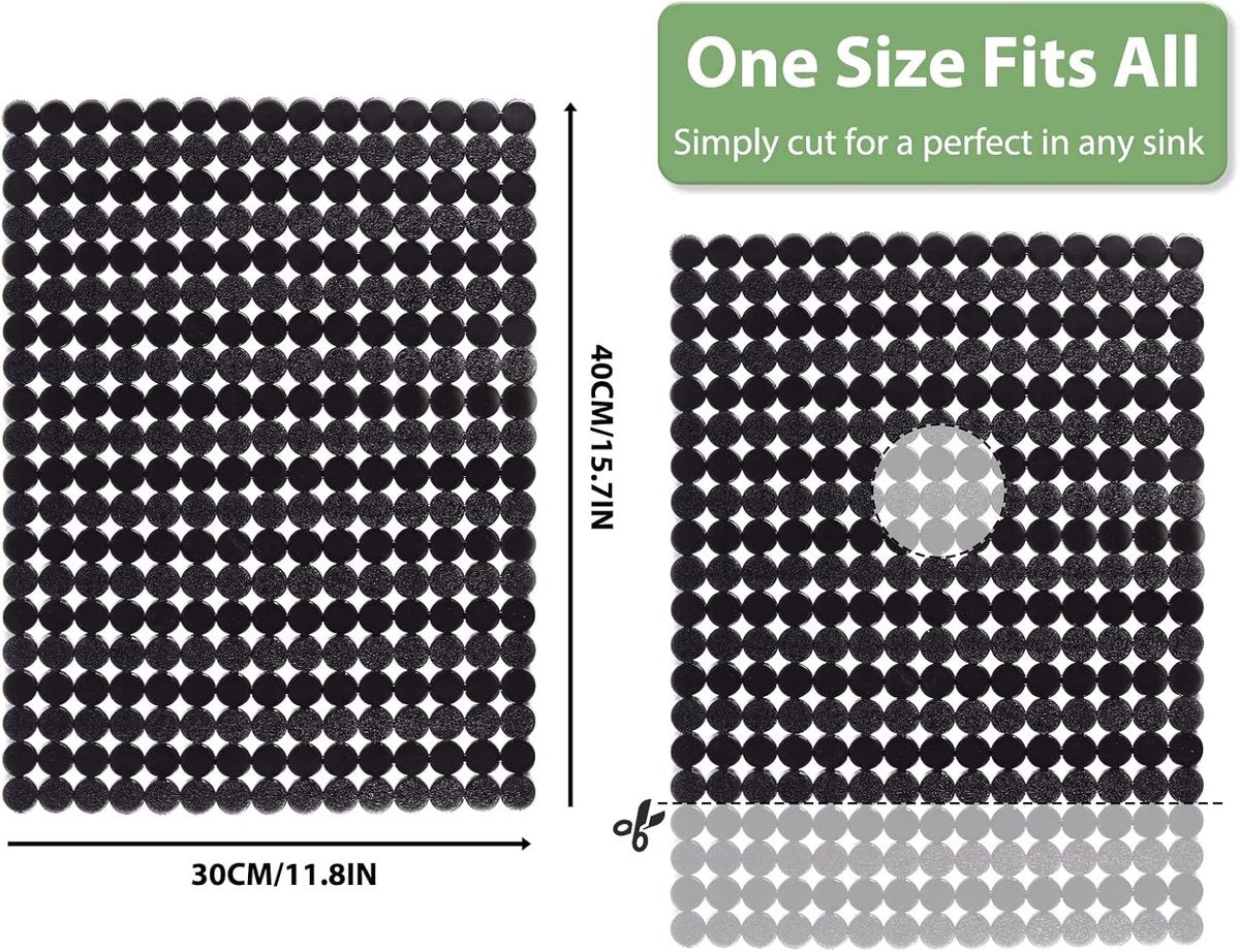 Sink mat - 2 pieces - 30x40cm - Sink insert - Rectangular - Dot design - Sink protection - Black - PVC - Sink V1188-NK-BOL-92