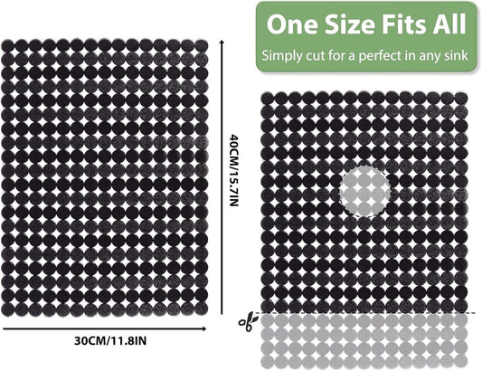 Sink mat - 2 pieces - 30x40cm - Sink insert - Rectangular - Dot design - Sink protection - Black - PVC - Sink V1188-NK-BOL-92