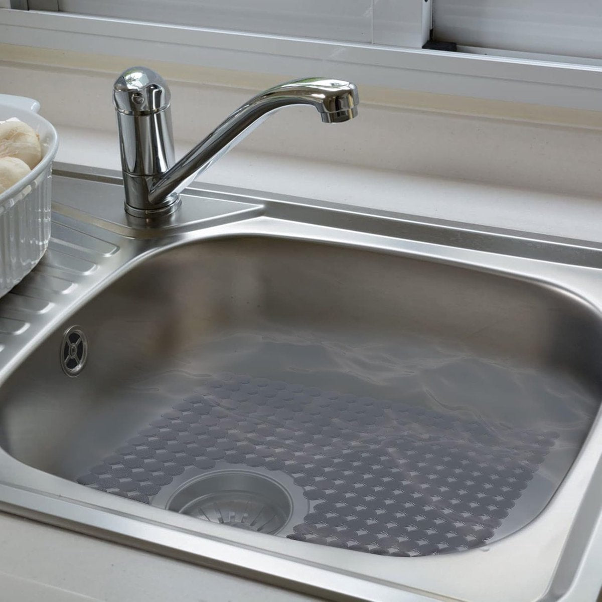 Sink mat - 2 pieces - 30x40cm - Sink insert - Rectangular - Dot design - Sink protection - Black - PVC - Sink V1188-NK-BOL-92
